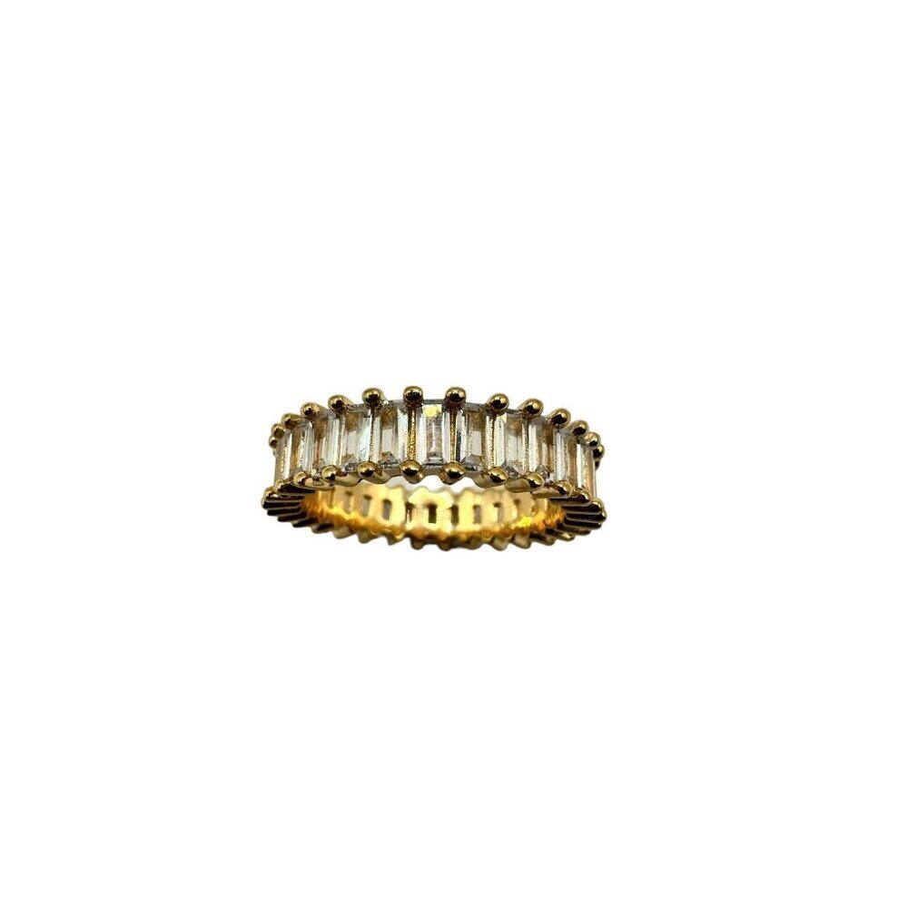 Zirconia Vertical 18 Gold Baguettes Band Ring Size 8 NWOT - Picture 4 of 7